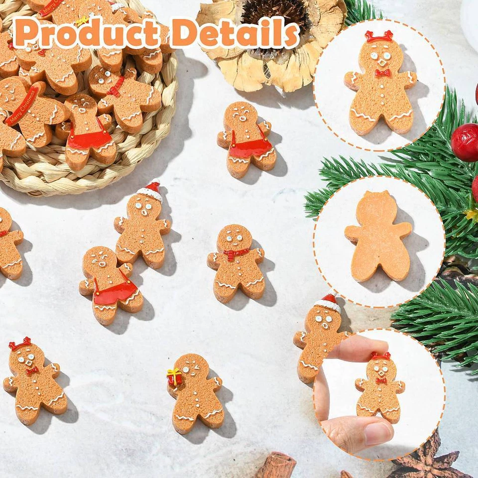 18x Pan de Jengibre Hombre Marrón Navidad Espalda Plana Dije Cabachon para Estuche de Teléfono Decoración Foto 4 de 4