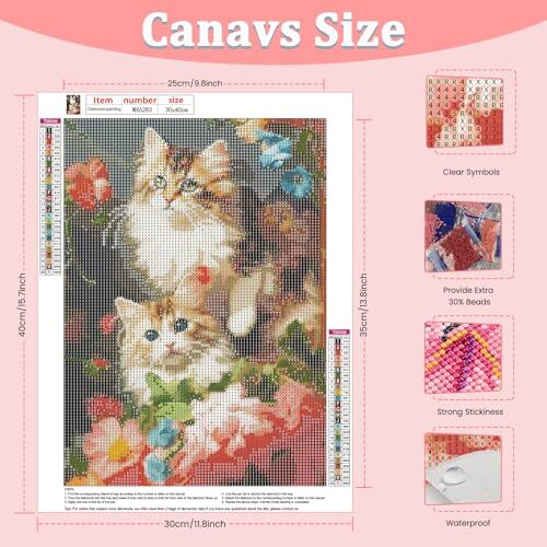 Cats Diamond Painting Kits for Adults Beginners Round Full Drill 5D DIY