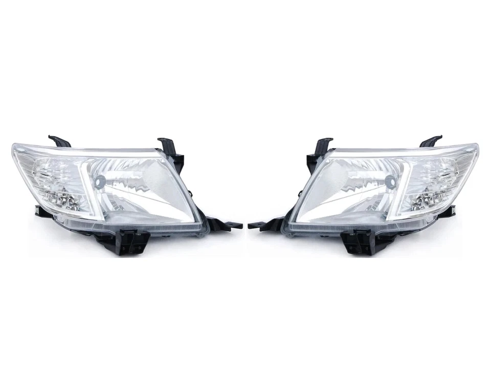 PAIR LEFT RIGHT FRONT HALOGEN HEADLIGHT LAMPS FITS FOR TOYOTA HILUX 2011-2016 - Image 3 of 4