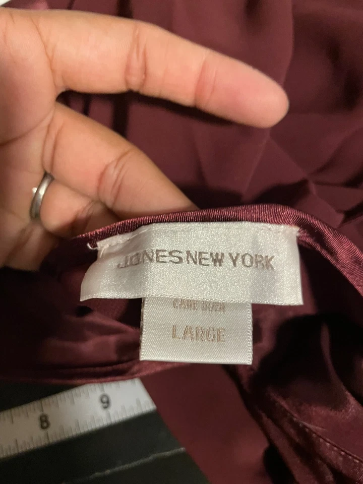 Vestido sin Mangas Jones New York Para Mujer Talla Grande Granate Babydoll Borde Satinado Hada Y2K Foto 4 de 4