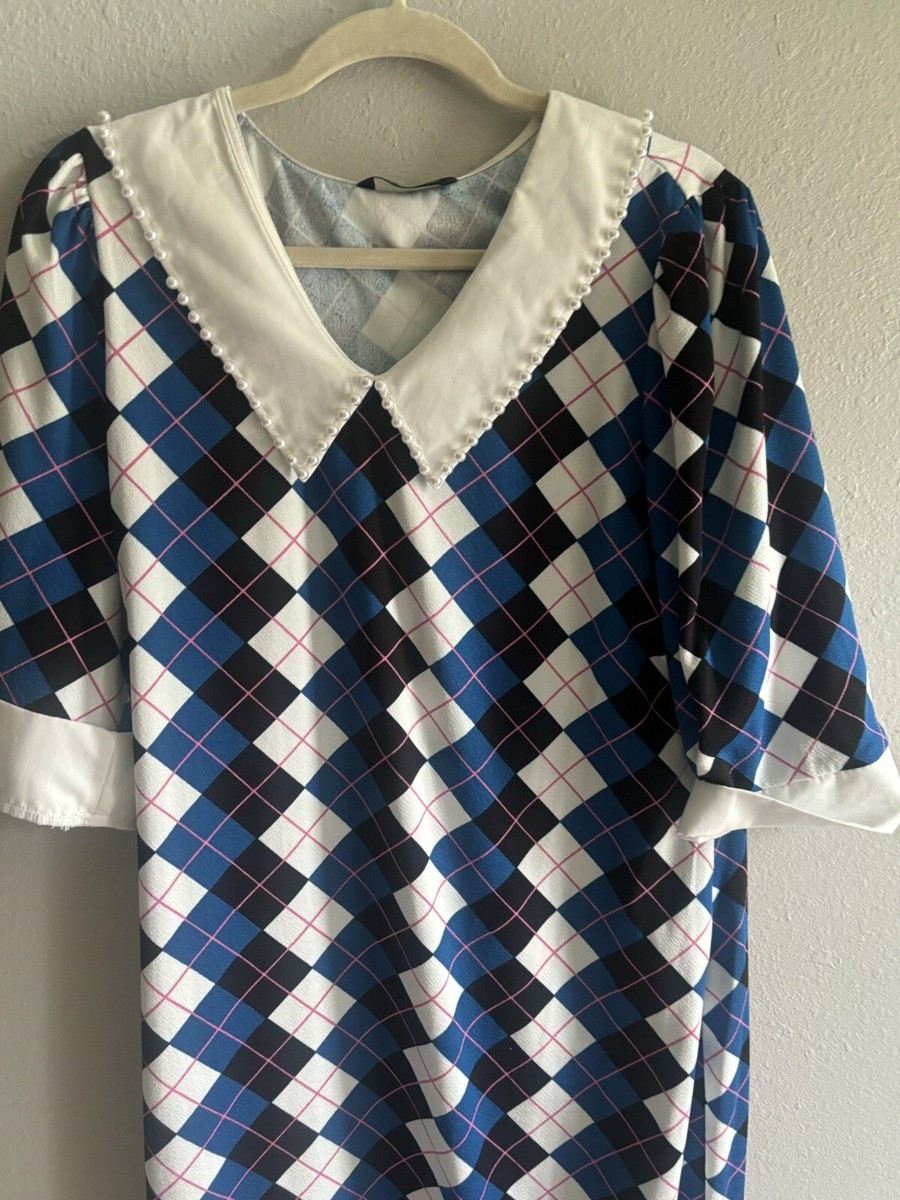 Blue,White, And Black Argyle Bodycon Dress Shein Size XL | eBay Blue,White, And Black Argyle Bodycon Dress Shein Size XL | eBay