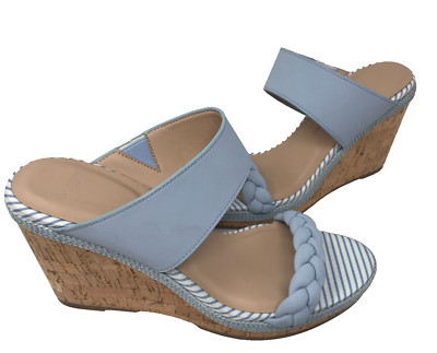 Draper James Rsvp Women's Charlotte Blue Wedge Slip On Sandals Size:8 129K