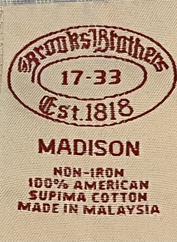 Brooks Brothers Madison geknöpftes Shirt Herren blau kariert langärmelig Größe 17 - Bild 6 von 6