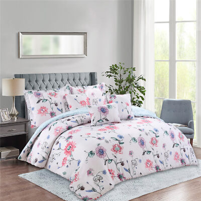 Rainbow Collection Luxury 7-Piece Spring Blossom Comforter Set - Cal King