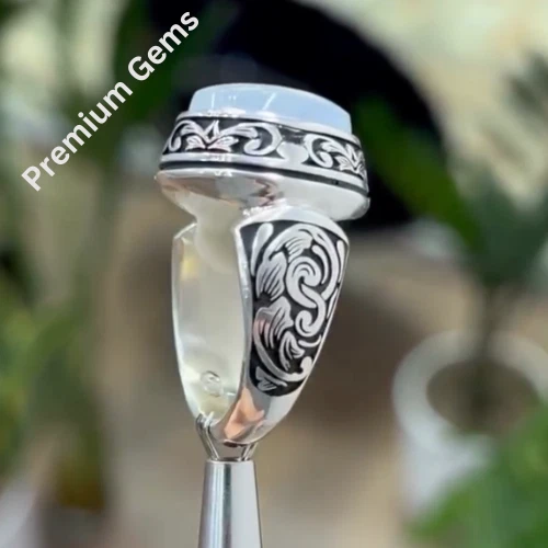 Anillo natural de 12 quilates de duración Najaf para hombre de plata de ley 925 anillo de piedra lunar Foto 3 de 4