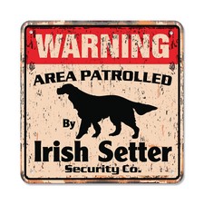 IRISH SETTER Vintage Security Plastic Sign Area Patrolled pet dog watch guard pu