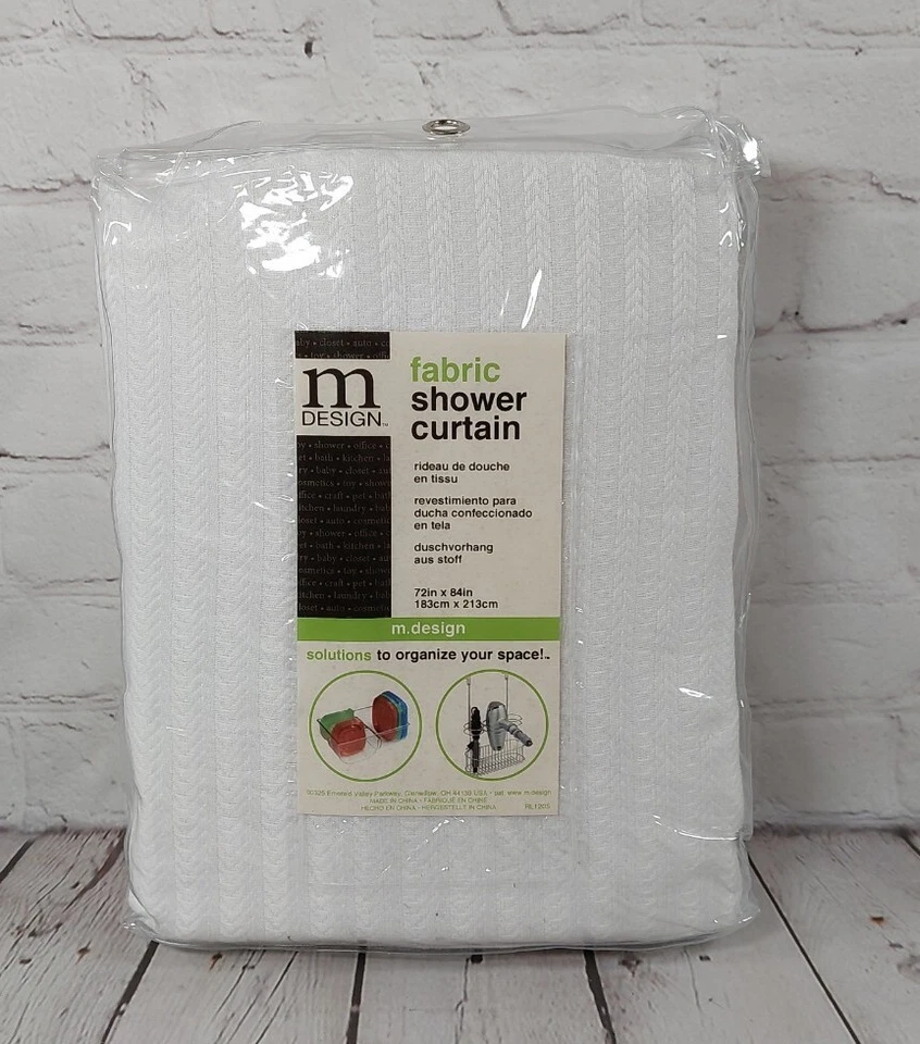 Cortina de Ducha de Tela - Tejido Espiga Blanco - 72" x 84" por m Design Foto 3 de 4