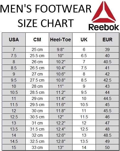 Reebok mens to womens size sales