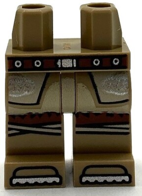 Lego New Dark Tan Minifig Pants Legs with Reddish Brown Belt Silver Buckle Part