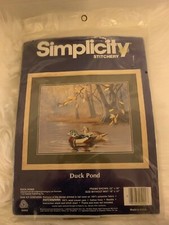 Simplicity Stitchery Crewel Embroidery Kit Duck Pond Wood Duck Pair 22 x18