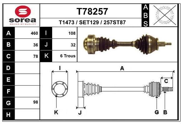 EAI Antriebswelle Vorne Links FüR Seat Ibiza III 6L1 Cordoba 6L2 Polo 9N_ 6Y2-image
