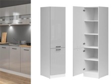Kitchen Larder Unit Left Pantry 500mm Cabinet 50cm Cupboard Grey Gloss Junona