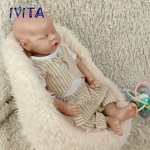 IVITA 18''Full Silicone Doll Eyes Closed Boy Lifelike Reborn Baby Doll - Picture 5 of 7