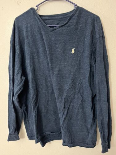 Camiseta Polo by Ralph Lauren cuello en V XL azul con logotipo blanco - Imagen 1 de 6