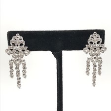 925 Sterling Silver Clear CZ Cubic Zirconia Dangle Drop Pierced Earrings