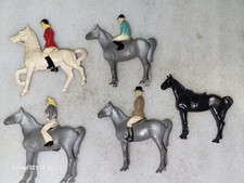 Lot of Vintage Bergen Hard Plastic Horses  Figures Lady Man Jockey Lot G