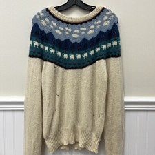 Vintage THRASHED The Woolrich Woman 100 Wool Sheep Sweater Size L