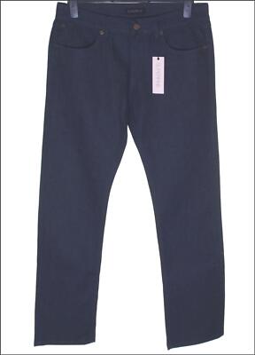 Neu Herren Original Superfeine Denim Jeans Straight Hergestellt in Italien £145 Stretch Blau