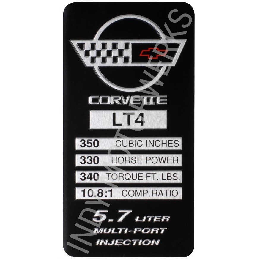 C4 1996 LT4 CORVETTE ENGINE ID SPEC METAL DATA PLATE CONSOLE ASHTRAY EMBLEM