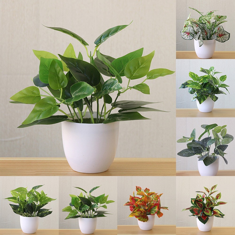 Artificial Plants Bonsai Flower Foliage Plant Simulation Pot Plants Office Decor-image