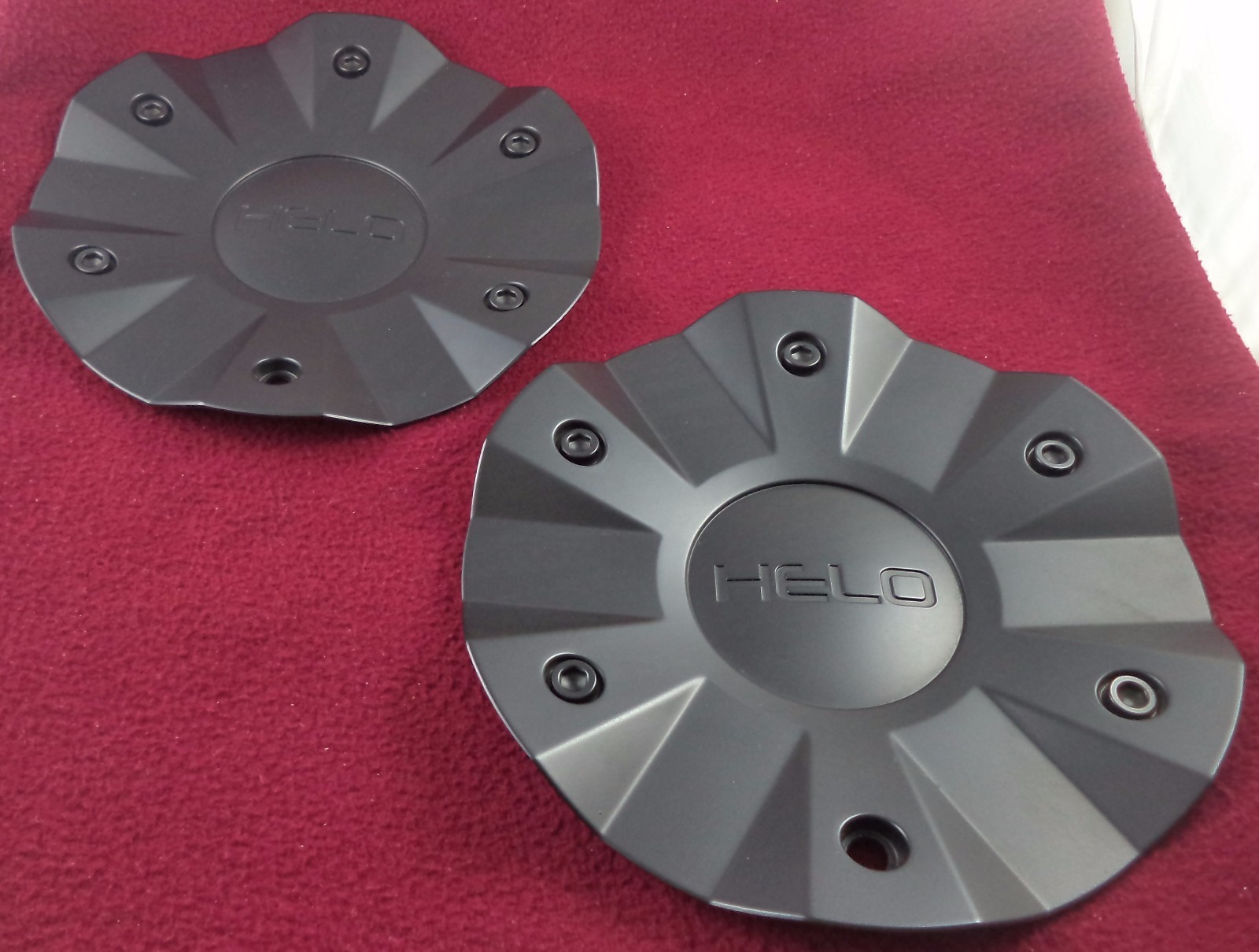 Helo Wheels Flat Black Custom Wheel Center Caps Set of 2 # 982C01