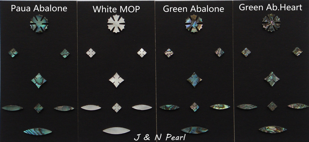 Abalone Cuore Fiocco Neve Set Per Intarsio Chitarra: 45 Pezzi Abalone A Fiocco Di Neve E Cuore Naturale - Stile Martin Intarsio Abalone Chitarra - Foto 2