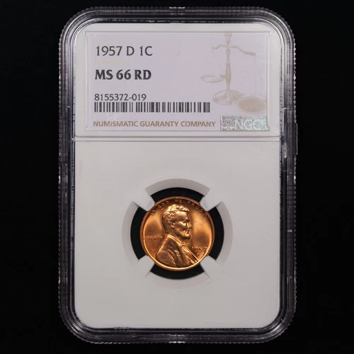 1957-D Lincoln Wheat Cent 1c - NGC GRADED MS66 RD