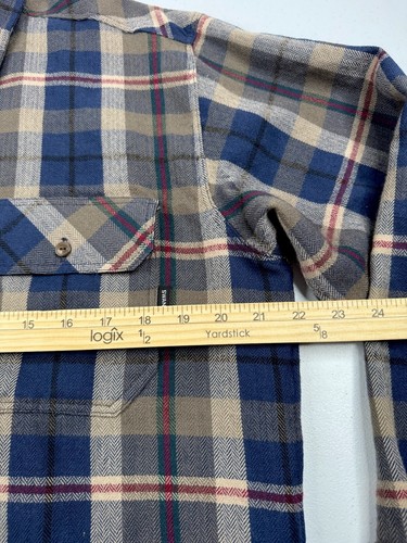 Vtg Swanndri Wool Flannel Shirt Jacket Blue Brown Red New Zealand Bush L RARE - Picture 10 of 11