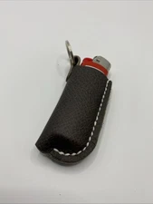 For Bic Lighter, Full Grain Leather Keychain Case Holder Brown Handmade USA