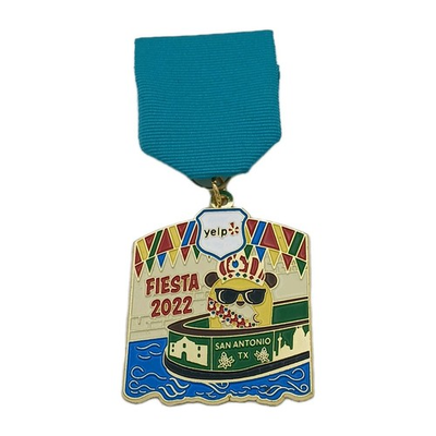 #ad #ad 2022 Fiesta Medal Yelp Riverwalk Barge Logo Hard To Find Pinback Ribbon $27.50
