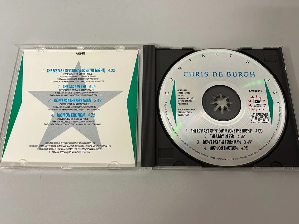 Chris de Burgh – Compact Hits - 4 Track CD EP © 1988 - High On Emotion,The Ecsta - Bild 2 von 3