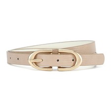 Thin Belt for Women Jeans Dresses Beige Faux Leather Skinny Waist Belts with ...