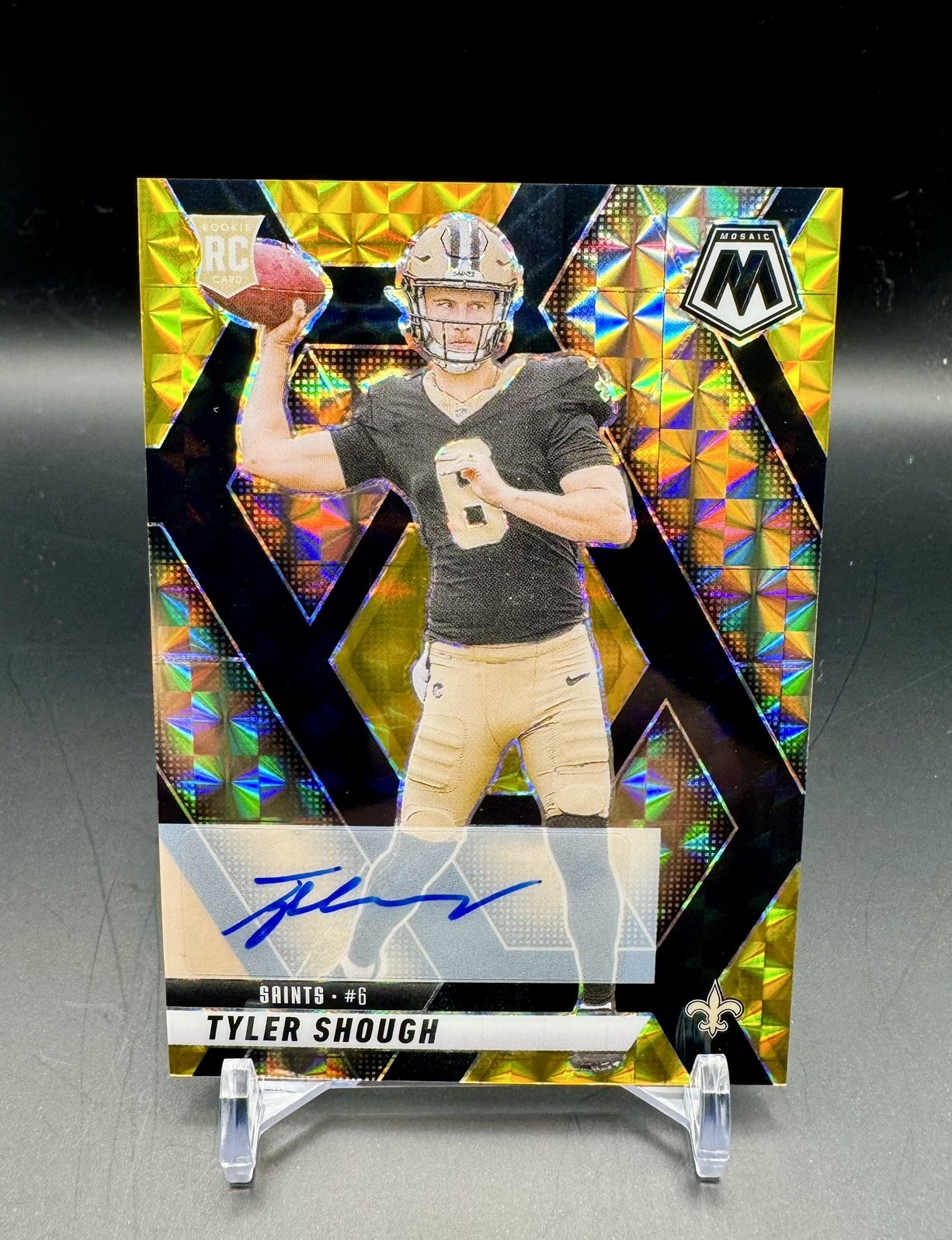 TYLER SHOUGH 2025 MOSAIC ROOKIE BLACK GOLD PRIZM RC AUTO /8 First on print 1/8