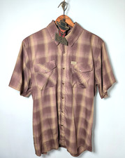 Dixxon Flannel Co The Wyatt Bamboo Short Sleeve Pearl Snap Shirt Mens M Hang Tag