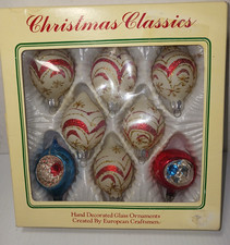 Vintage Christmas Classics Commodore Glass Ornaments Teardrop Romania