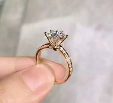 2ctw Round Cut VVS1 Moissanite Wedding & Engagement Ring 14k Yellow Gold Plated