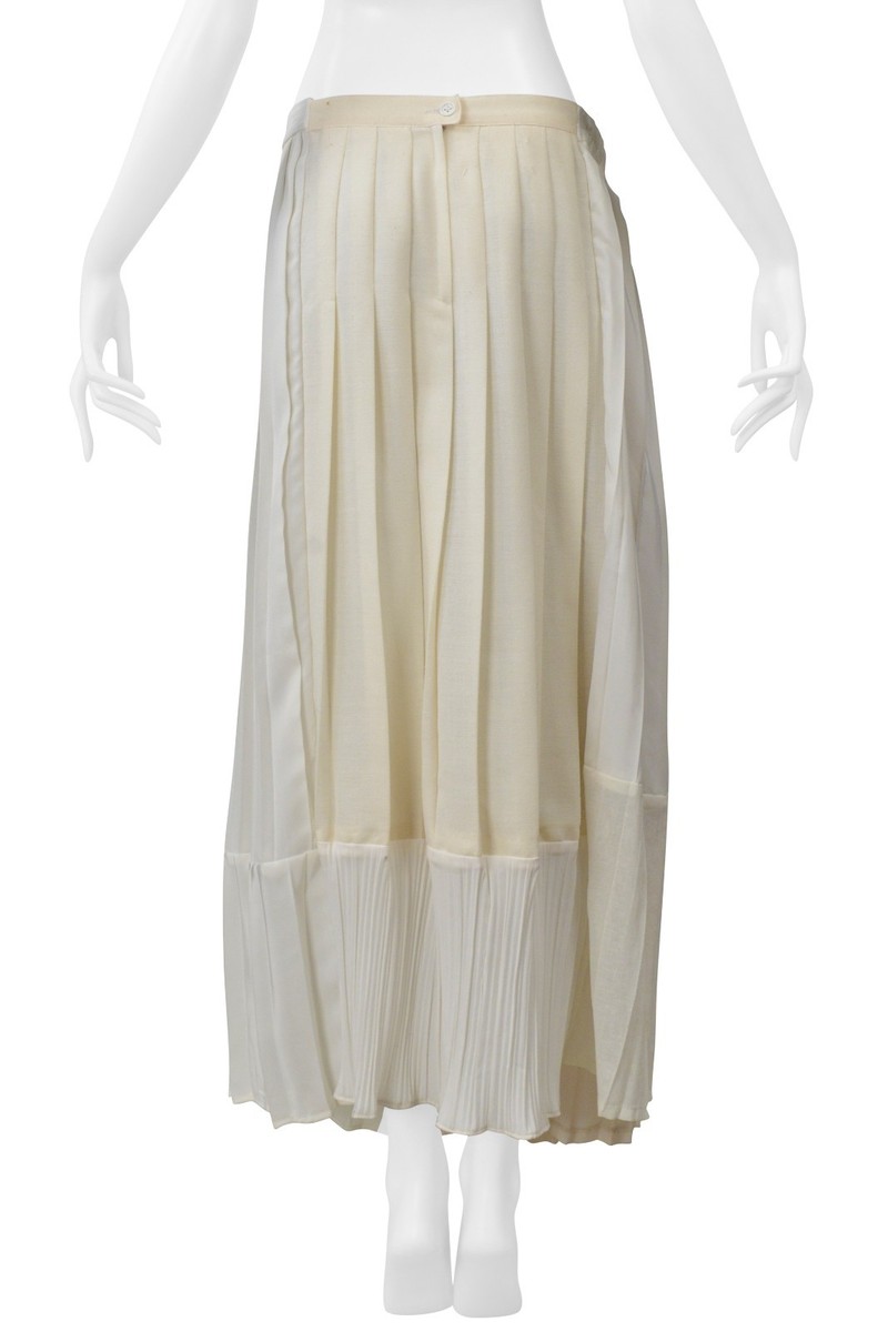 MAISON MARTIN MARGIELA ARTISANAL OFF WHITE PLEATED SKIRT W