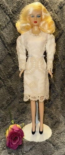 Hankie Couture Barbie White Lace Dress Removable Clothes Vintage