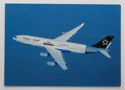 Postkarte - Lufthansa Airbus A340-200, D-AIBA, Star Alliance Design