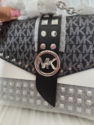 Michael Kors Greenwich' Black Silver' Tasche Leder NEU&ORGINAL Etikett&Beutel