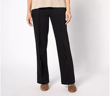 Denim  Co. Signature Easy Flex Twill Wide Leg Pull-On Trouser-Black-XS-A628078