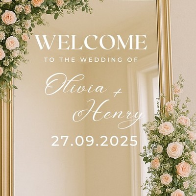 Personalisierter Willkommen zur Hochzeit Aufkleber für Spiegel Individuelles Schild Sticker Deko