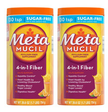 Metamucil Fiber Supplement Sugar Free Orange 26.6 oz 2 Pack Psyllium
