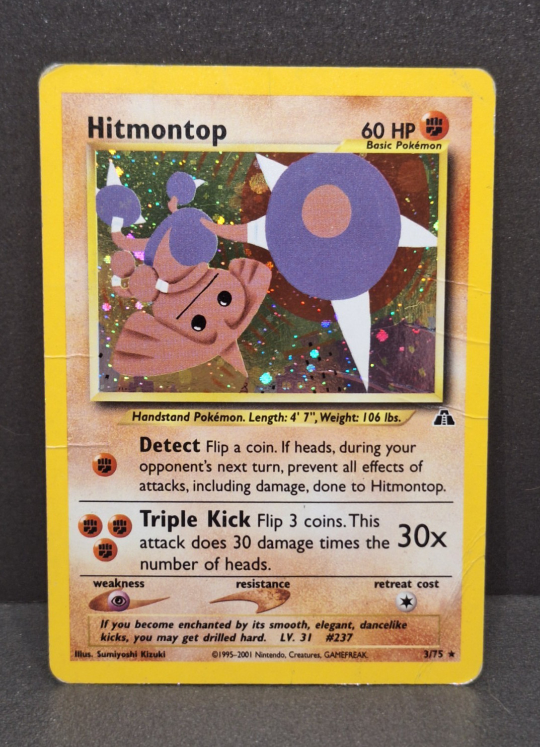 Hitmontop - 3/75 - Pokemon Neo Discovery Unlimited Holo Rare Card WOTC Vintage