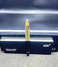 Montblanc Meisterstuck Ballpoint Pen Glossy Black & Golden Body + Clip Black Ink