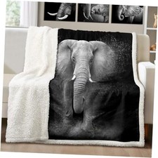 African Elephant Fleece Throw Blanket for Kids Throw 50"x60" Night Elephant