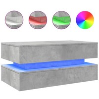 Couchtisch Mit LED Leuchten Betongrau 90X50X40 Cm Sofatisch Kaffeetisch
