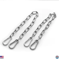 Heavy-Duty 2-Pack Extension Chains with 4 Carabiners - 450 lbs Support, 21" Long