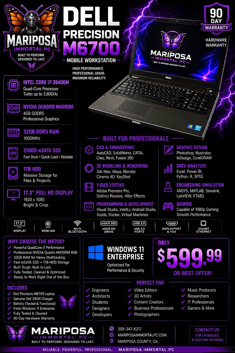 Dell Precision M6700 Dedicated Graphics Notebooks/Laptops for Sale
