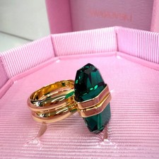 Swarovski Lucent ring Magnetic closure Green 18K Gold plated Size 52 UK L